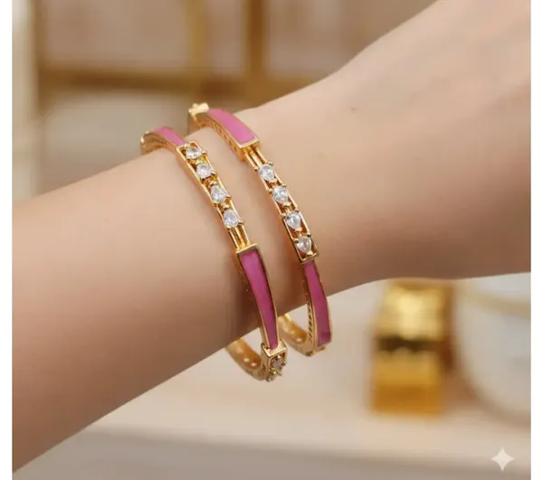 Pink_Crystal-Studded_Double_Wrap_Bracelet_Set_-_Gold_Plated