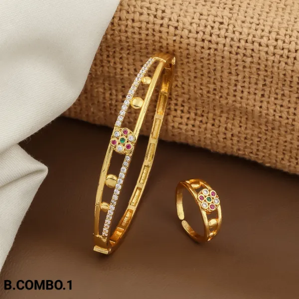 Gold-Plated_Bracelet_&_Ring_Combo_Set_With_Multicolor_Stones