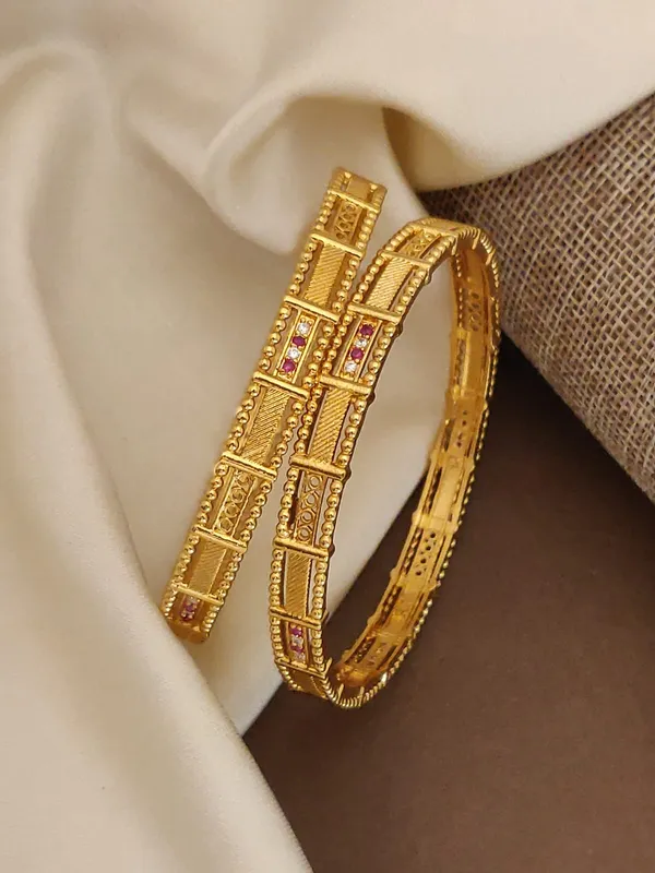 Traditional_Gold-Plated_Bangles_With_Ruby_Accents_(Set_Of_2)