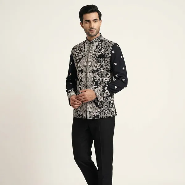 Embroidered_Black_Sheer_Sherwani_With_Intricate_White_Thread_Work