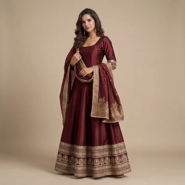 Burgundy_Embroidered_Anarkali_Gown_With_Dupatta_Mk249Mk