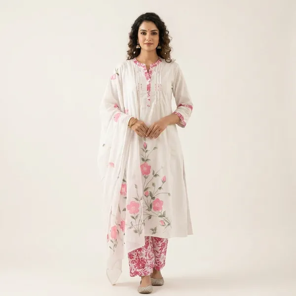 White_Floral_Embroidered_Kurta_Set_With_Pink_Details