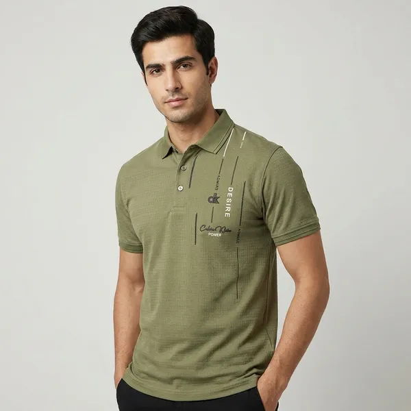 Men_Olive_Green_Polo_T_Shirt_With_Textured_Weave_And_Graphic_Print