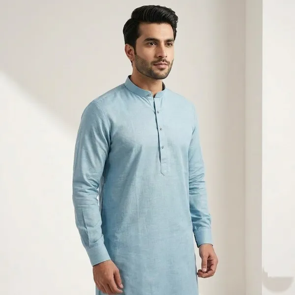 Men_Light_Blue_Mandarin_Collar_Kurta