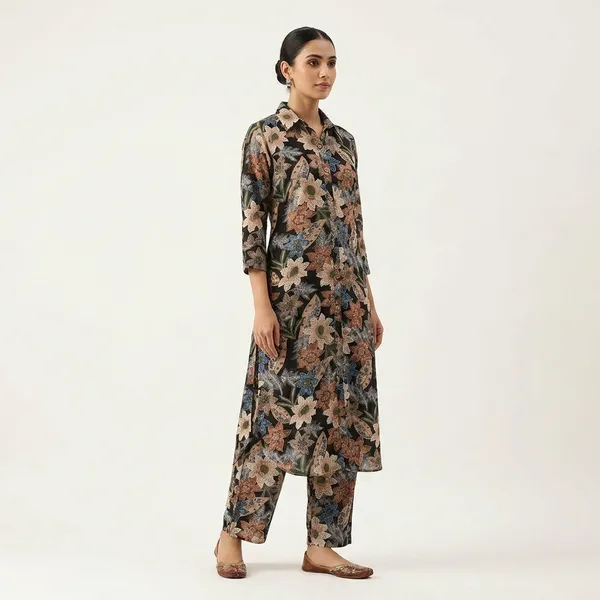Black_Floral_Print_Three_piece_Suit_Set