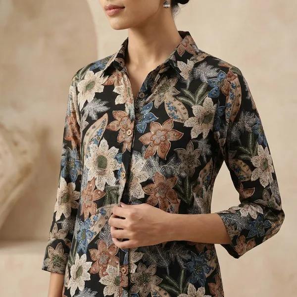 Black_Floral_Print_Three_piece_Suit_Set