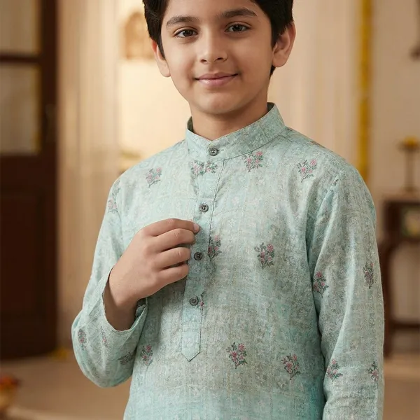 Boys_Mint_Green_Floral_Embroidered_Ethnic_Kurta_Set