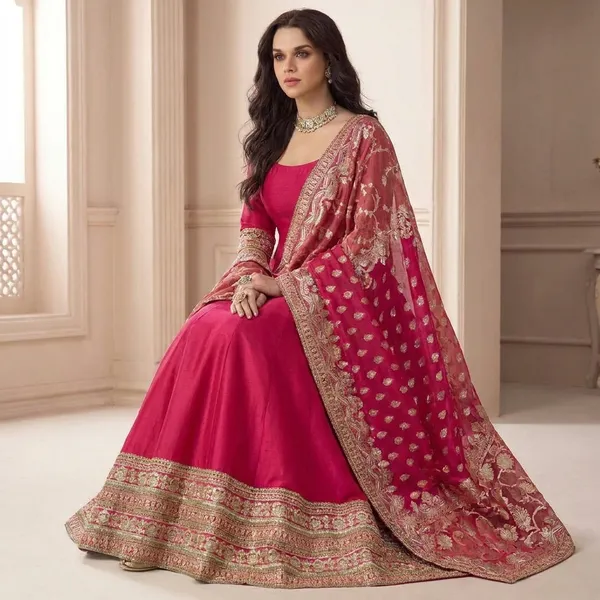 Designer_Pink_Silk_Lehenga_Choli_With_Embroidered_Dupatta_Ethnic_Festive_Wear