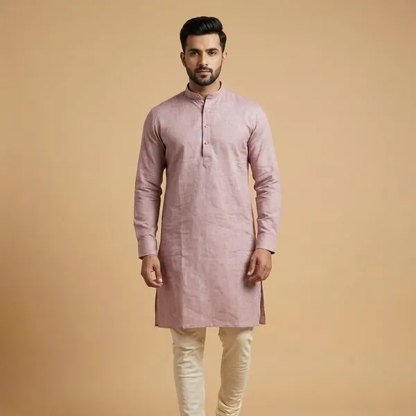 Men_Light_Pink_Cotton_Kurta_With_Mandarin_Collar