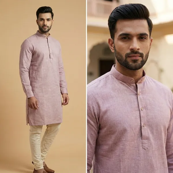 Men_Light_Pink_Cotton_Kurta_With_Mandarin_Collar