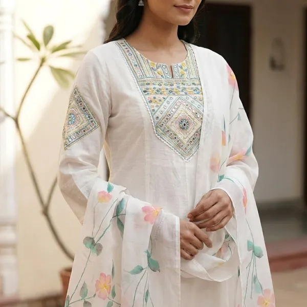 White_Embroidered_Kurta_Set_With_Floral_Dupatta