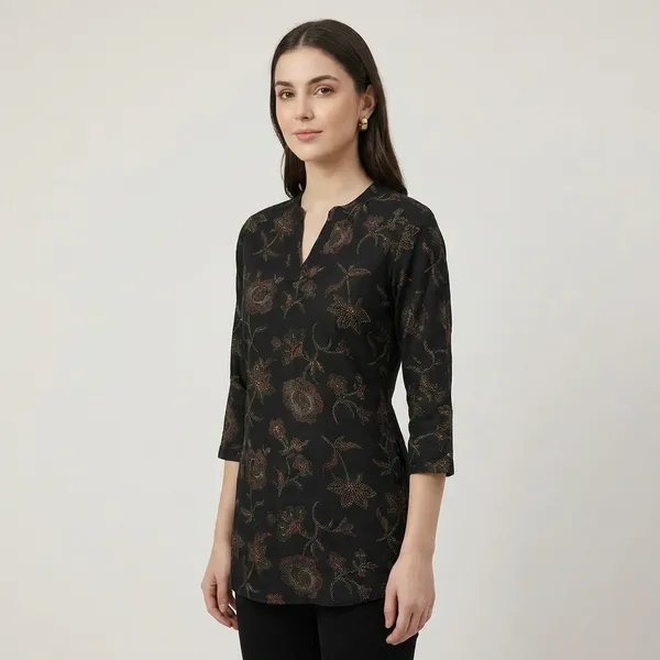 Women_Black_Floral_Embroidered_Tunic_Top