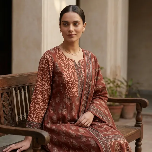 Rust_Traditional_Block_Print_Anarkali_Suit_Set_With_Dupatta