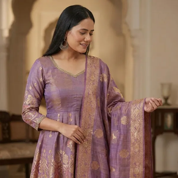 Women_Purple_Banarasi_Silk_Anarkali_Suit_Set_With_Dupatta