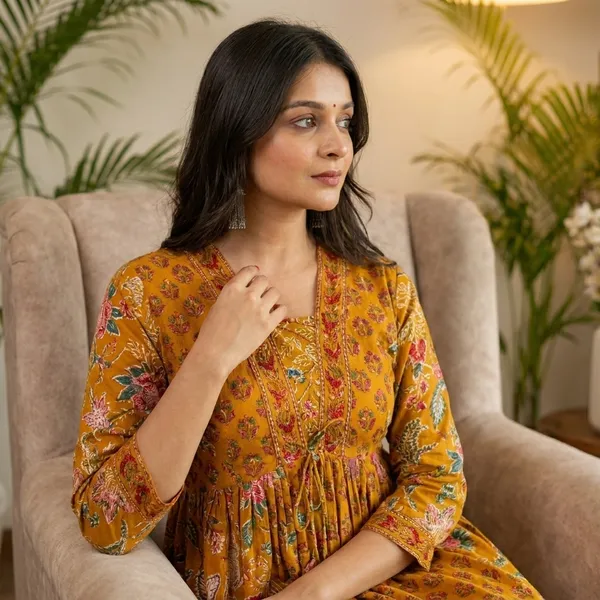 Mustard_Yellow_Floral_Print_Threepiece_Ethnic_Suit_Set_With_Dupatta