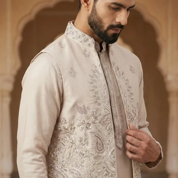 Men_Embroidered_Silk_Kurta_Ivory_White_With_Dragon_And_Phoenix_Motif