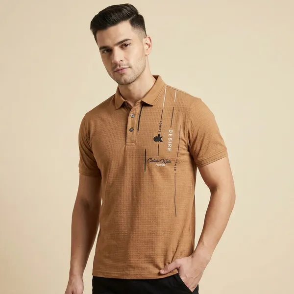 Men_Brown_Textured_Polo_T_Shirt_With_Printed_Graphics