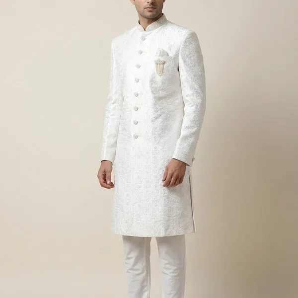 White_Embroidered_Sherwani_With_Embellished_Collar_For_Men