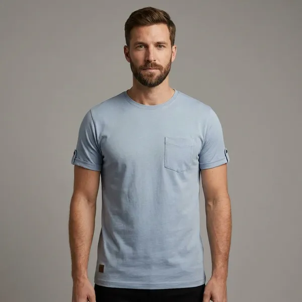Men_Light_Blue_Cotton_T_Shirt_With_Chest_Pocket_And_Rolled_Sleeves