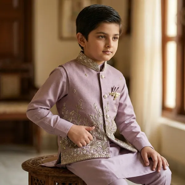 City_Live_Kids_Ethnic_Wear_Boys_Embroidered_Waistcoat_Kurta_Pajama_Set_(Purple)