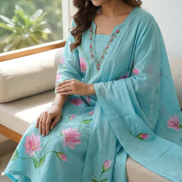Sky_Blue_Embroidered_Floral_Kurta_Set_With_Dupatta