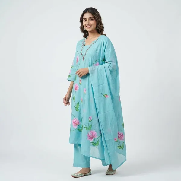 Sky_Blue_Embroidered_Floral_Kurta_Set_With_Dupatta