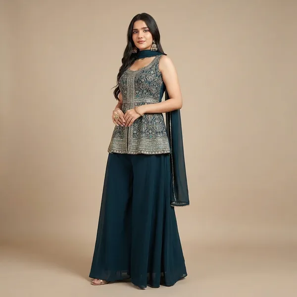 Elegant_Embroidered_Peplum_Top_With_Palazzo_And_Dupatta_Set