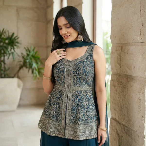 Elegant_Embroidered_Peplum_Top_With_Palazzo_And_Dupatta_Set