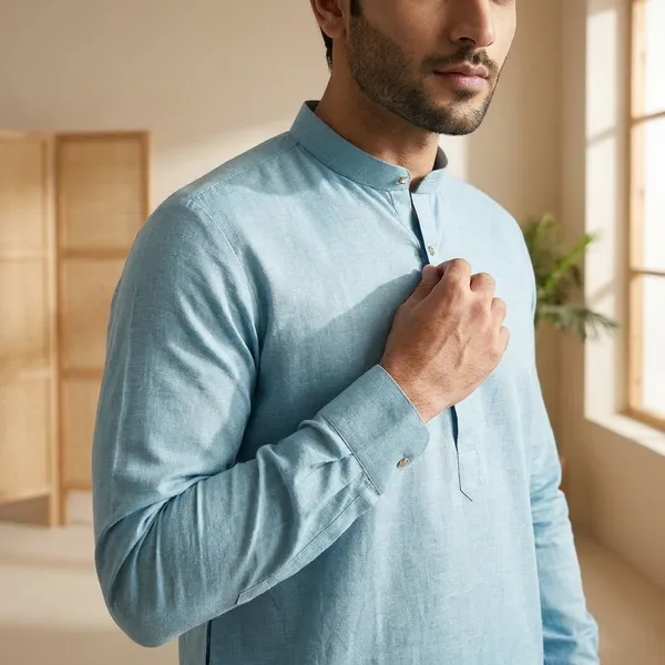 Men_Light_Blue_Mandarin_Collar_Kurta
