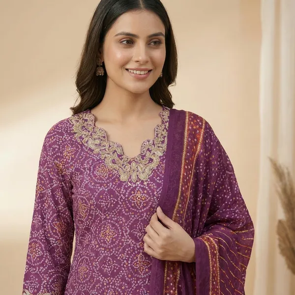 Purple_Bandhani_Printed_Ethnic_Suit_Set_With_Dupatta