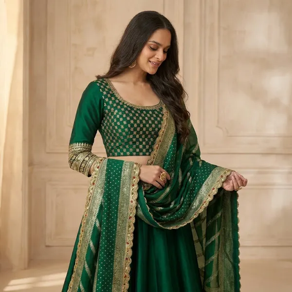 Elegant_Green_Embroidered_Lehenga_Choli_With_Dupatta_Set