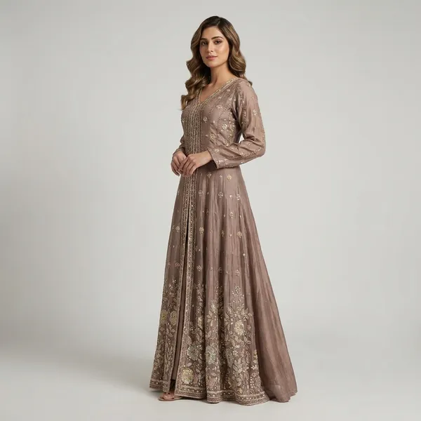 Elegant_Embroidered_Ethnic_Gown_For_Women_Mauve_Pink_With_Golden_Detailing