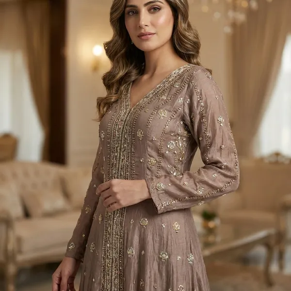 Elegant_Embroidered_Ethnic_Gown_For_Women_Mauve_Pink_With_Golden_Detailing