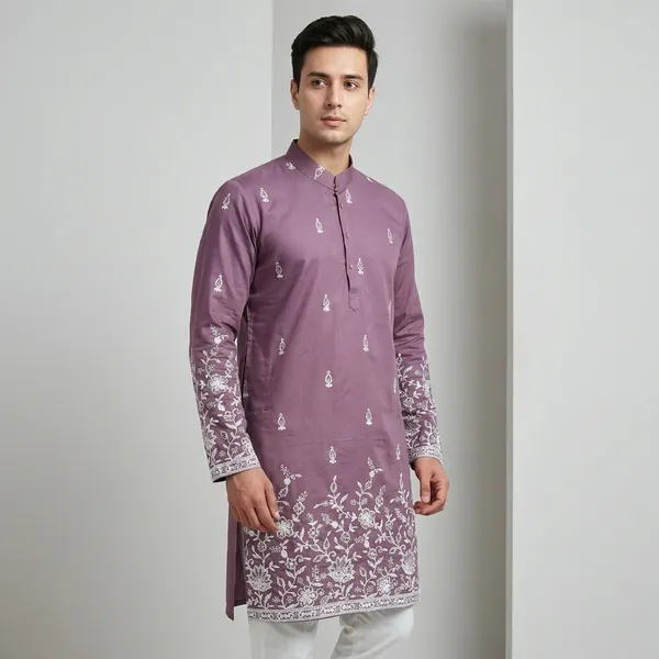Men_Purple_Embroidered_Kurta_With_White_Churidar