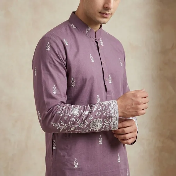 Men_Purple_Embroidered_Kurta_With_White_Churidar