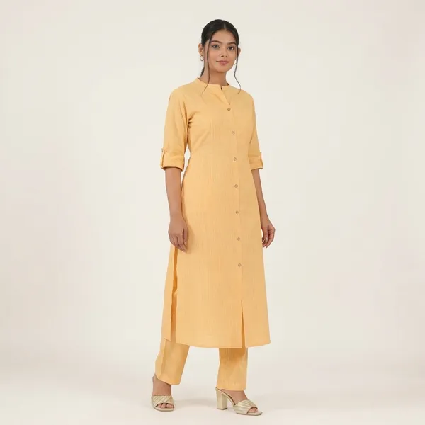 Yellow_Cotton_Kurta_Set_With_Pants