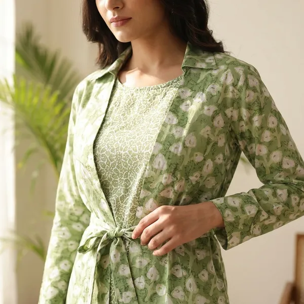 Green_Floral_Print_Coord_Set_With_Tieup_Jacket_And_Pants