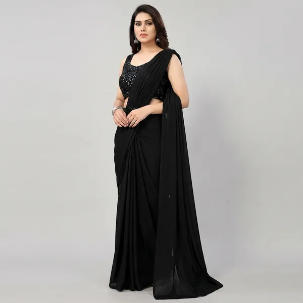 Women_Black_Embellished_Crop_Top_With_Drape_Saree_Set