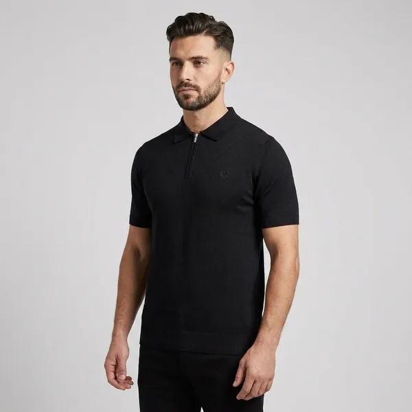 Black_Argyle_Pattern_Zip_Collar_Polo_T_Shirt