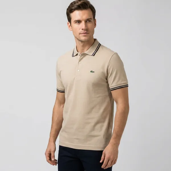 Lacoste_Men_Beige_Polo_T_Shirt_With_Striped_Collar
