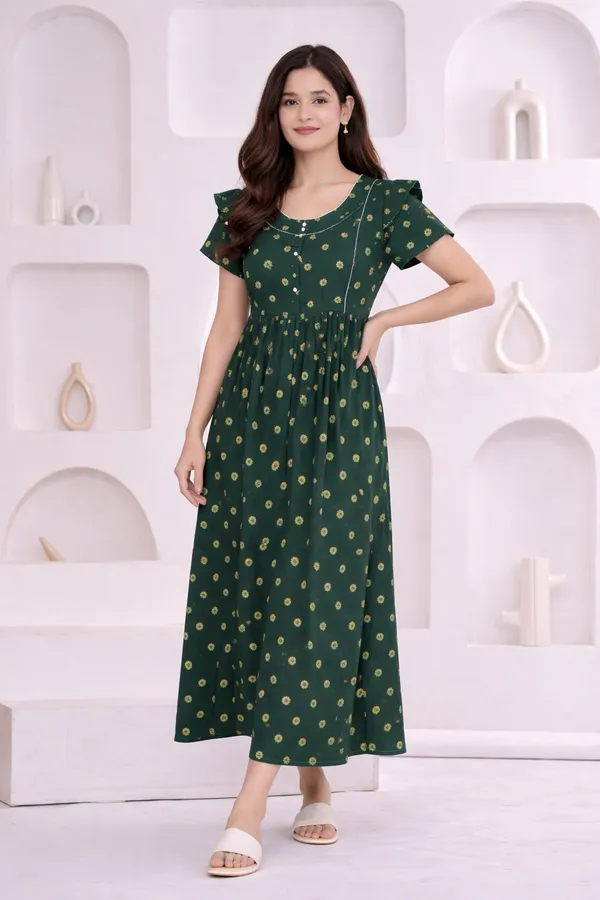 D_Vastra_Green_Cotton_Semi_Frock_Style_Nighty