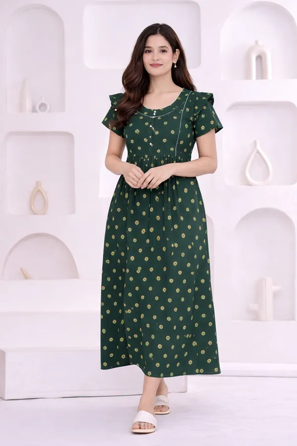 D_Vastra_Green_Cotton_Semi_Frock_Style_Nighty