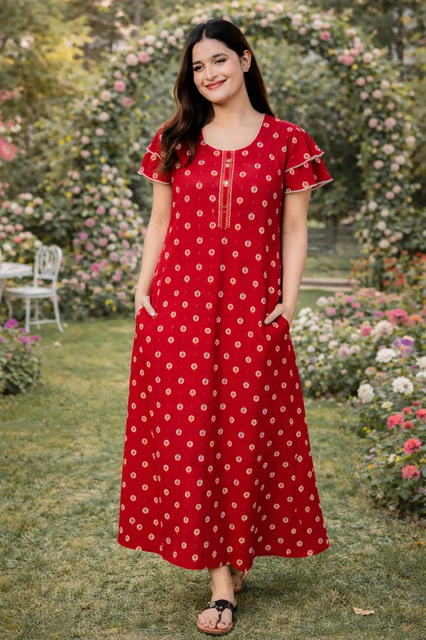 D_Vastra_Red_A-Line_Cotton_Nighty