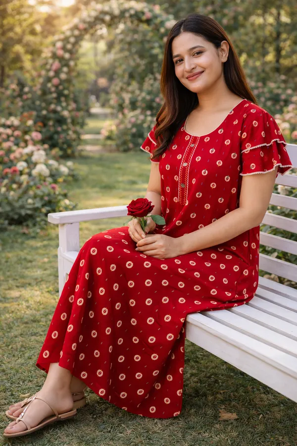 D_Vastra_Red_A-Line_Cotton_Nighty