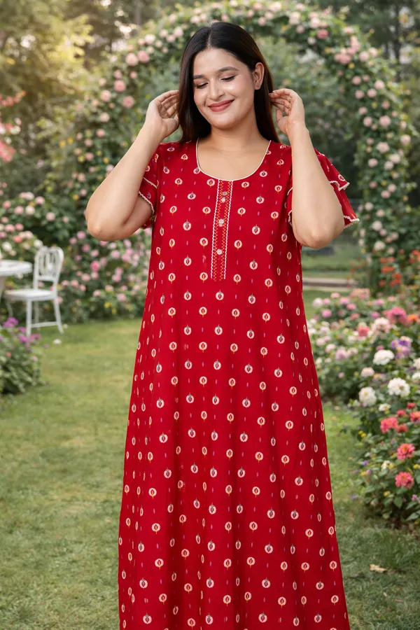 D_Vastra_Red_A-Line_Cotton_Nighty