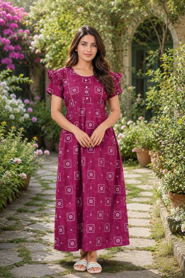 D_Vastra_Maroon_Cotton_Nighty_For_Women