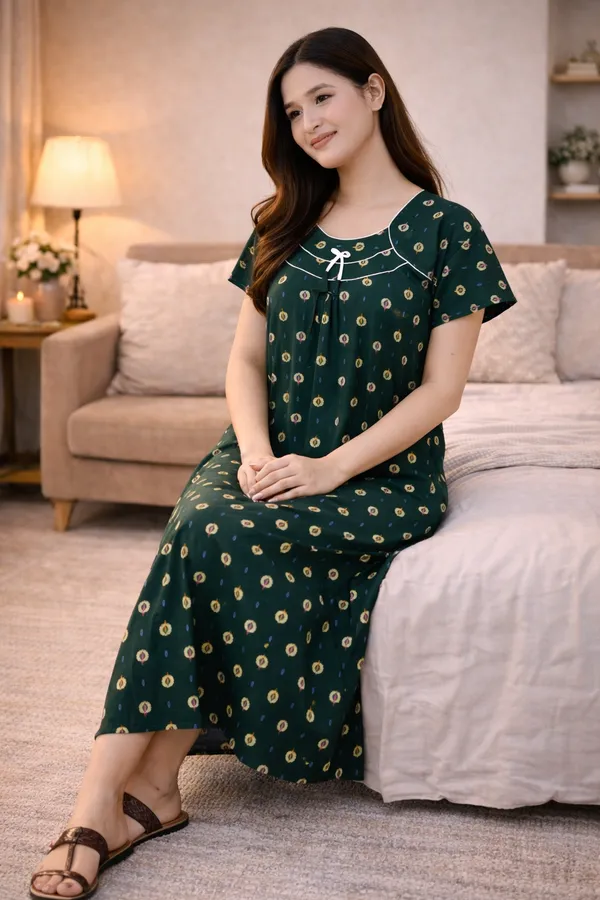 D_Vastra_Green_Cotton_Nighty_For_Women