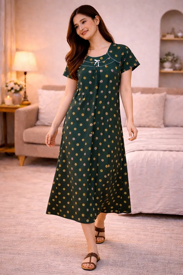 D_Vastra_Green_Cotton_Nighty_For_Women