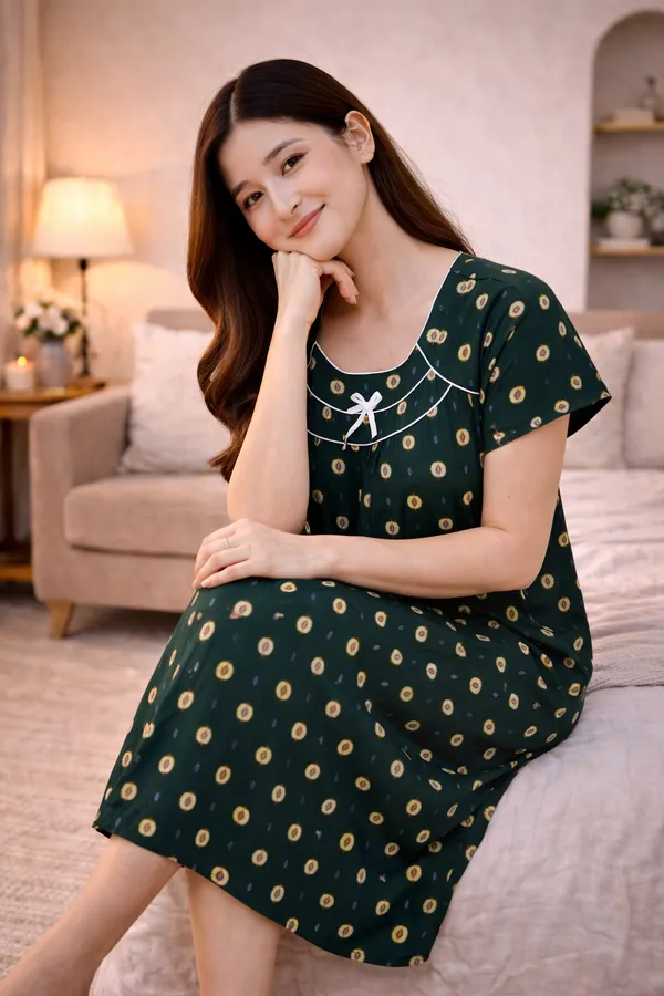 D_Vastra_Green_Cotton_Nighty_For_Women