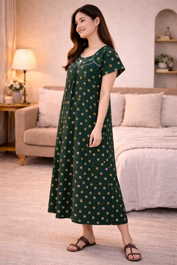 D_Vastra_Green_Cotton_Nighty_For_Women